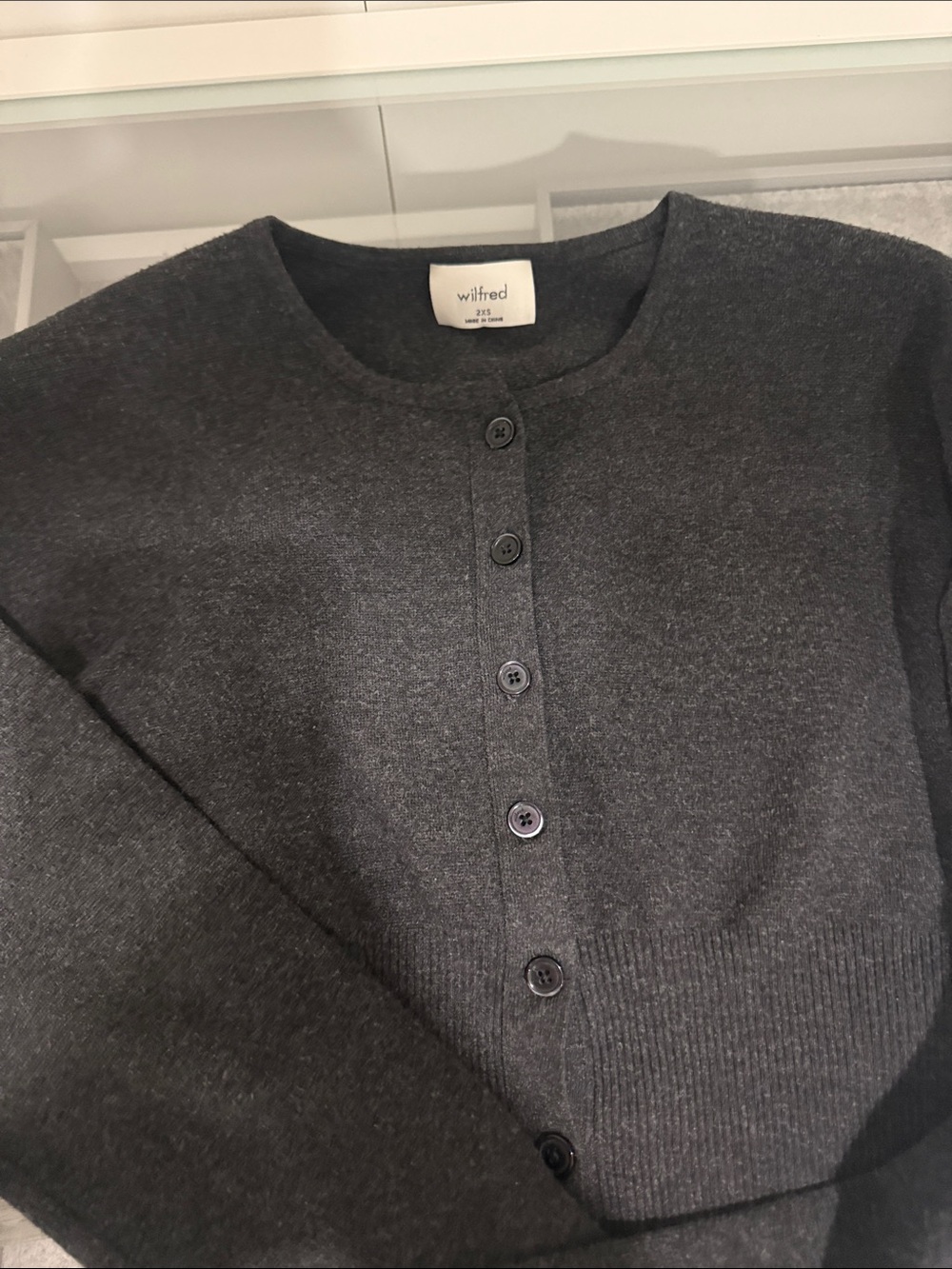 Aritzia Wilfred Golightly Wonder Yarn Cardigan Dark Grey XXS - Picture 10 of 10